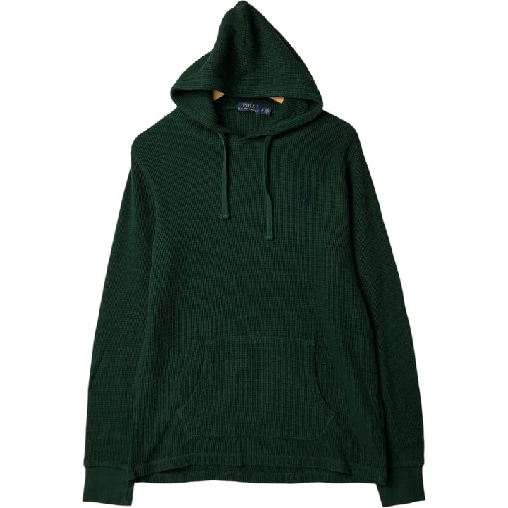 Ralph Lauren POLO RALPH LAUREN Hooded Thermal Long T-Shirt Waffle Men's M cotton Green type dark green Vintage Second Hand