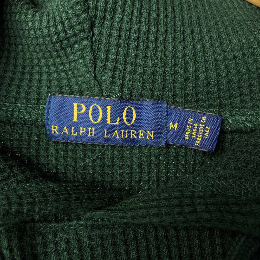 Ralph Lauren POLO RALPH LAUREN Hooded Thermal Long T-Shirt Waffle Men's M cotton Green type dark green Vintage Second Hand