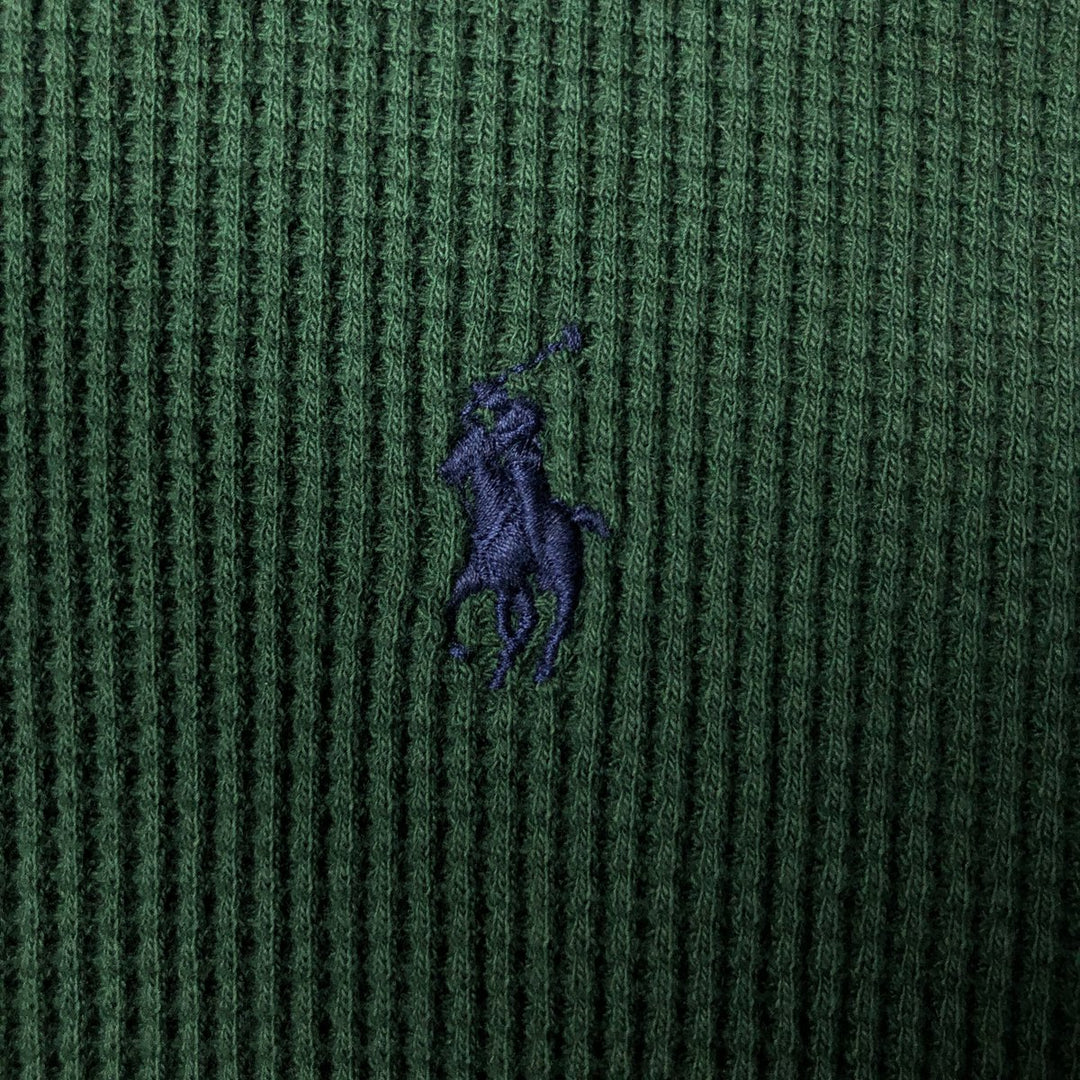 Ralph Lauren POLO RALPH LAUREN Hooded Thermal Long T-Shirt Waffle Men's M cotton Green type dark green Vintage Second Hand