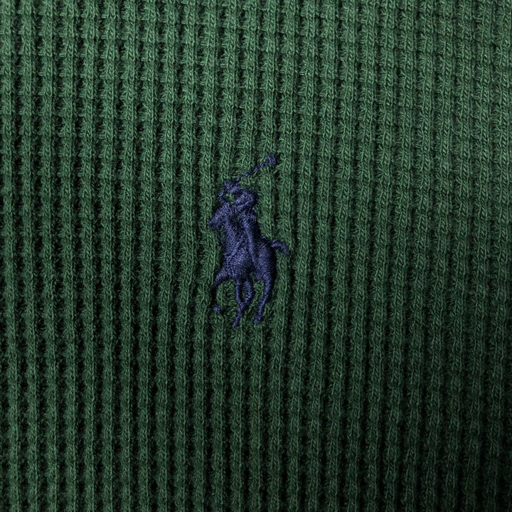 Ralph Lauren POLO RALPH LAUREN Hooded Thermal Long T-Shirt Waffle Men's M cotton Green type dark green Vintage Second Hand