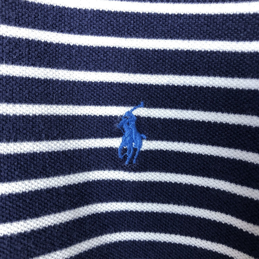 Ralph Lauren POLO by Ralph Lauren short sleeve striped polo shirt, men's size M cotton navy blue type Vintage Second Hand