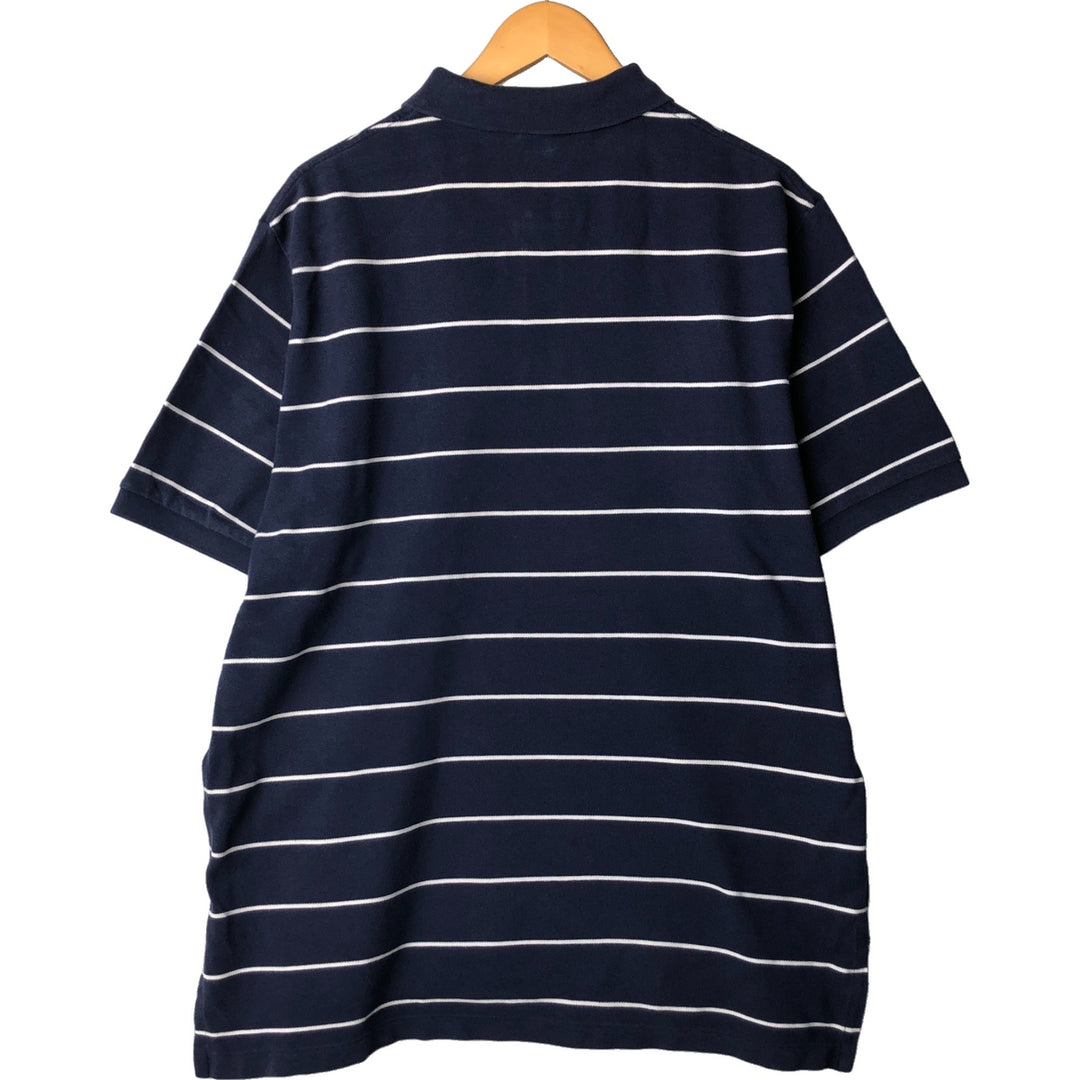 Ralph Lauren POLO by Ralph Lauren short sleeve striped polo shirt, men's XL size cotton navy blue type Vintage Second Hand