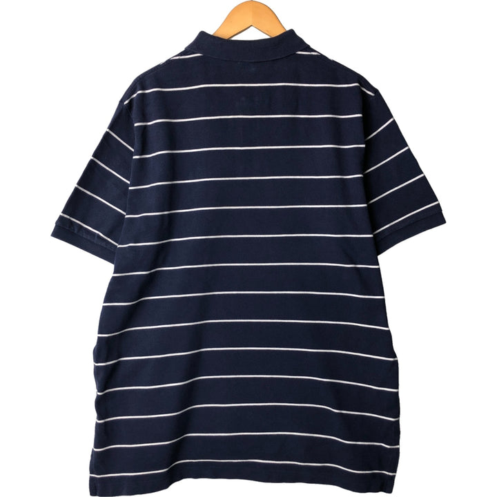 Ralph Lauren POLO by Ralph Lauren short sleeve striped polo shirt, men's XL size cotton navy blue type Vintage Second Hand
