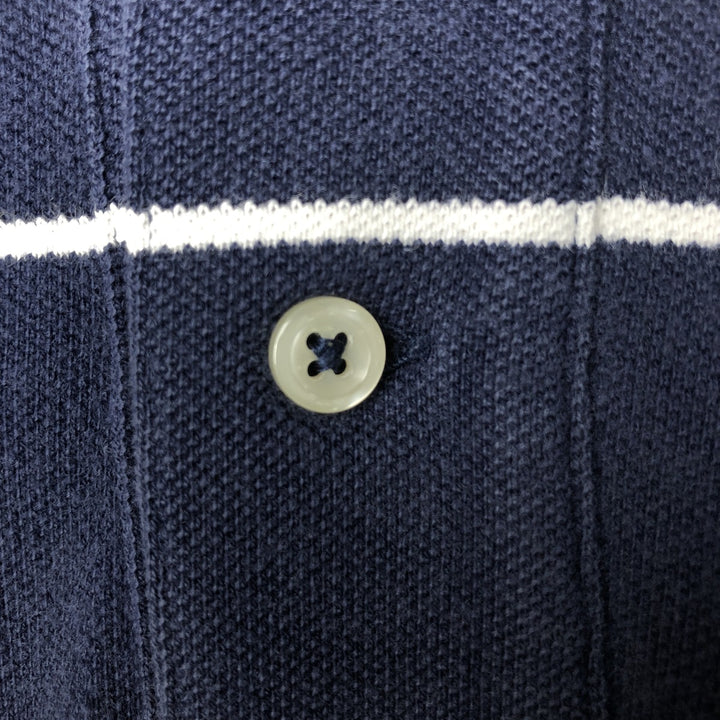 Ralph Lauren POLO by Ralph Lauren short sleeve striped polo shirt, men's XL size cotton navy blue type Vintage Second Hand