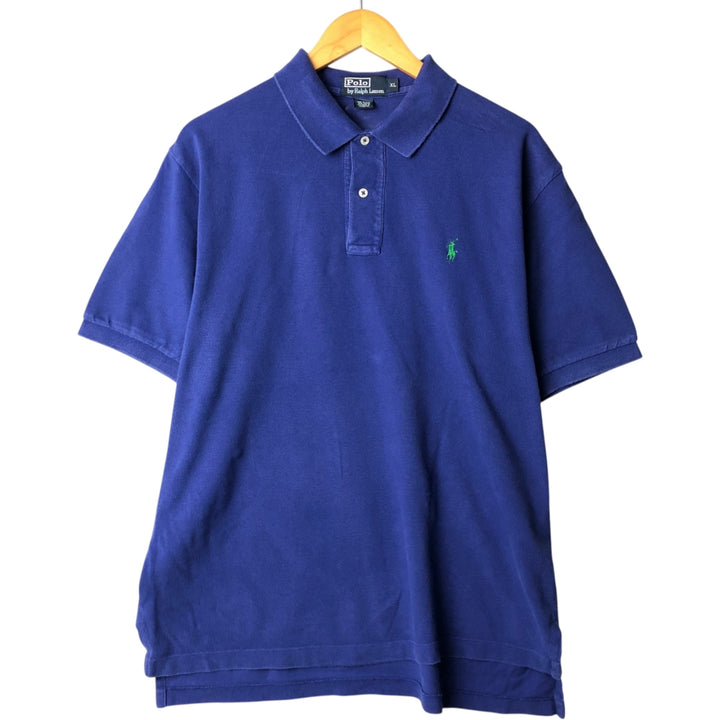 Ralph Lauren POLO by Ralph Lauren short sleeve polo shirt, men's XL size cotton blue type Vintage Second Hand