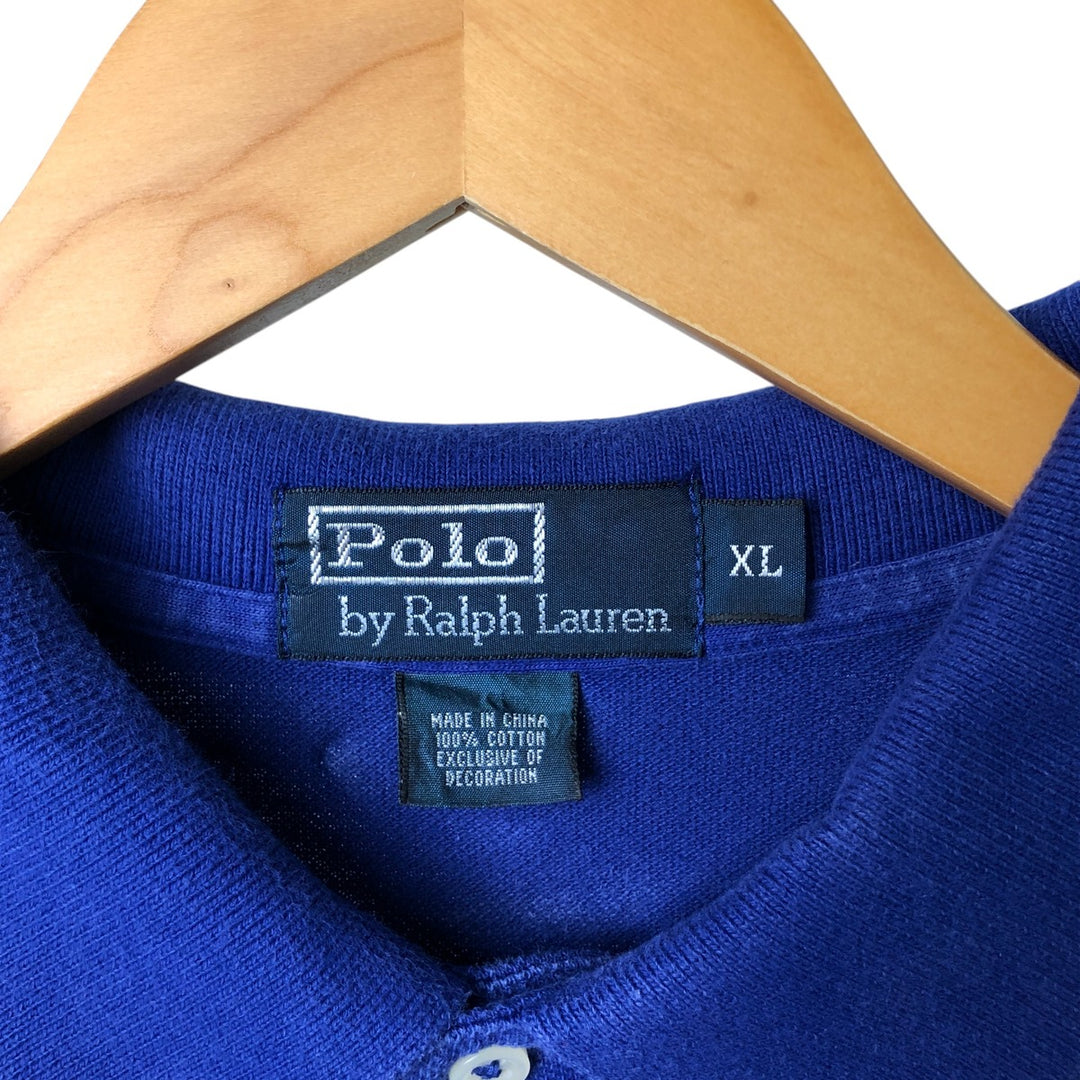 Ralph Lauren POLO by Ralph Lauren short sleeve polo shirt, men's XL size cotton blue type Vintage Second Hand