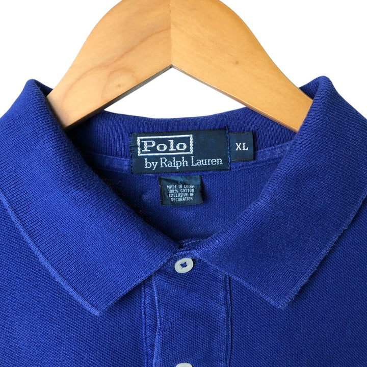 Ralph Lauren POLO by Ralph Lauren short sleeve polo shirt, men's XL size cotton blue type Vintage Second Hand