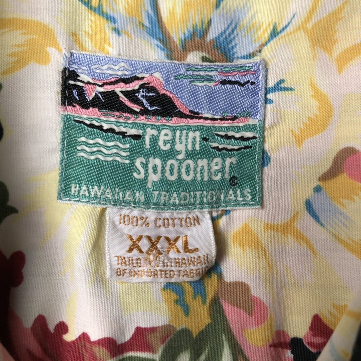 80s-90'S Reyn Spooner Diamond Head Tag Hibiscus Pattern Hawaiian Aloha Shirt Made in Hawaii Box Shirt cotton black type Vintage Second Hand