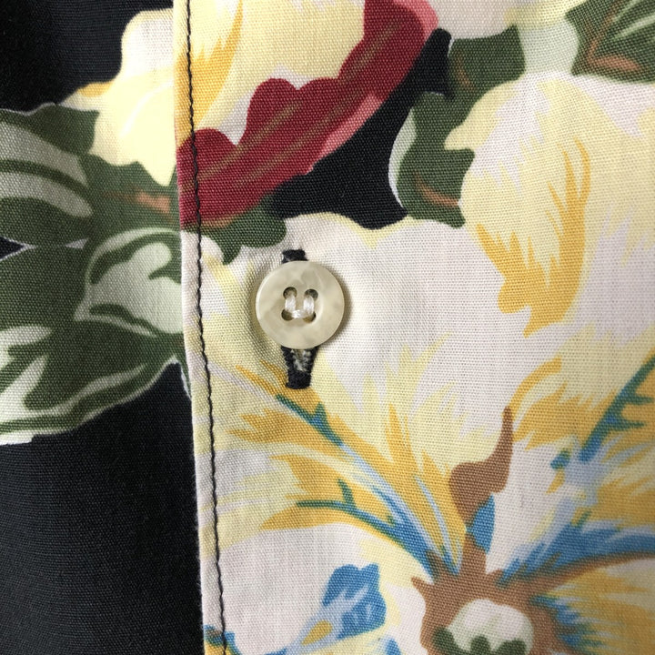 80s-90'S Reyn Spooner Diamond Head Tag Hibiscus Pattern Hawaiian Aloha Shirt Made in Hawaii Box Shirt cotton black type Vintage Second Hand