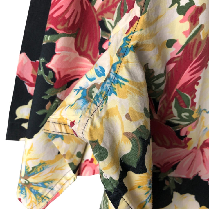 80s-90'S Reyn Spooner Diamond Head Tag Hibiscus Pattern Hawaiian Aloha Shirt Made in Hawaii Box Shirt cotton black type Vintage Second Hand