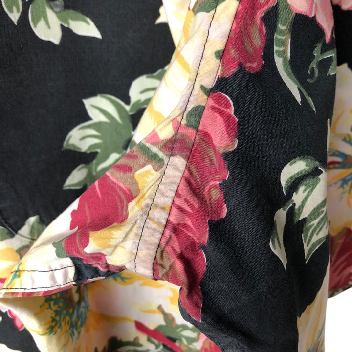 80s-90'S Reyn Spooner Diamond Head Tag Hibiscus Pattern Hawaiian Aloha Shirt Made in Hawaii Box Shirt cotton black type Vintage Second Hand