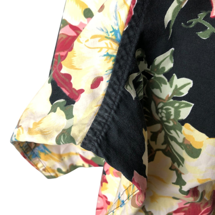 80s-90'S Reyn Spooner Diamond Head Tag Hibiscus Pattern Hawaiian Aloha Shirt Made in Hawaii Box Shirt cotton black type Vintage Second Hand