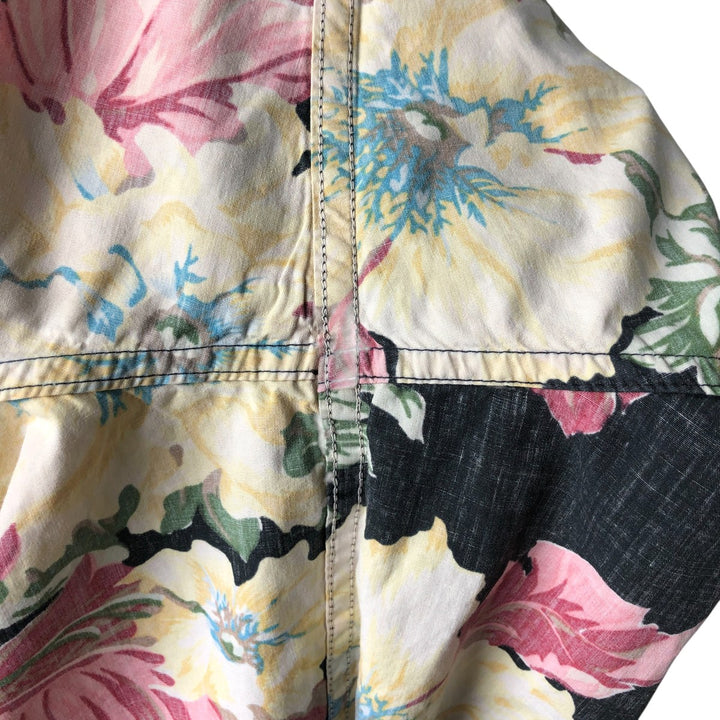 80s-90'S Reyn Spooner Diamond Head Tag Hibiscus Pattern Hawaiian Aloha Shirt Made in Hawaii Box Shirt cotton black type Vintage Second Hand