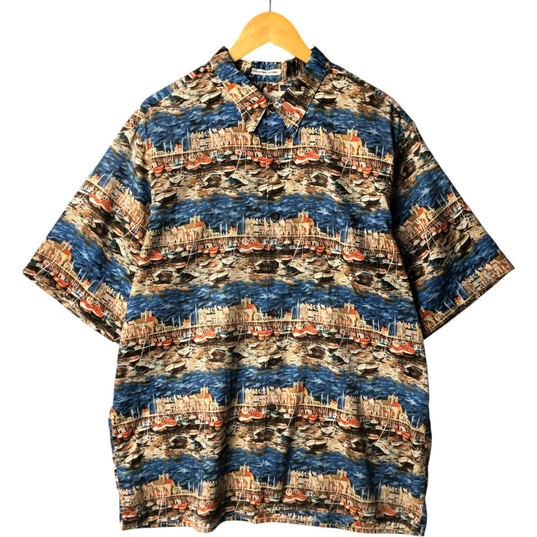 90'S Reyn Spooner GUY BUFFET all-over print Hawaiian aloha shirt made in Hawaii men's XL box shirt vintage cotton blue type Vintage Second Hand