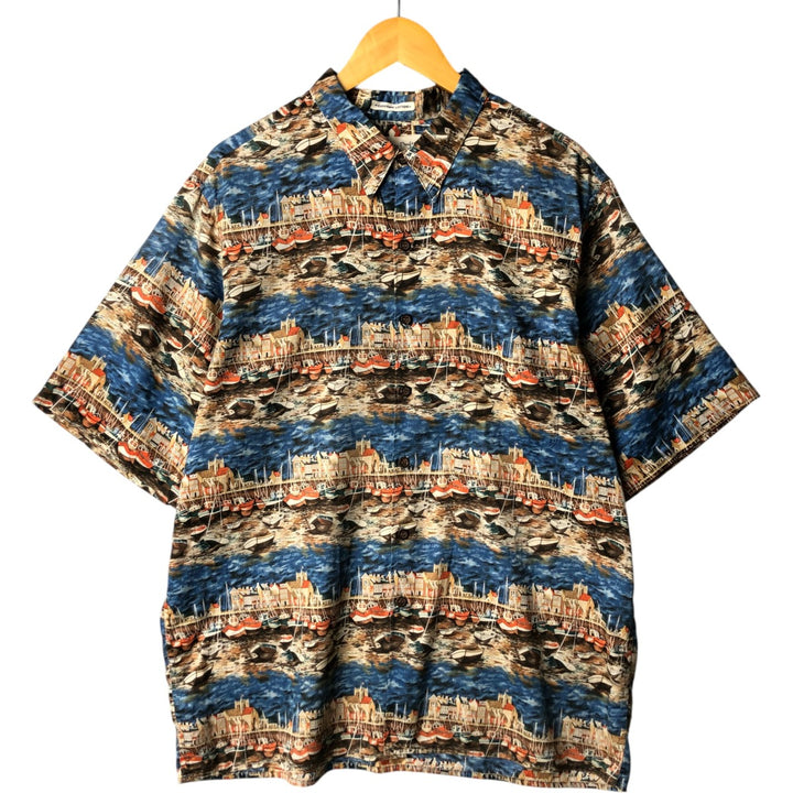 90'S Reyn Spooner GUY BUFFET all-over print Hawaiian aloha shirt made in Hawaii men's XL box shirt vintage cotton blue type Vintage Second Hand