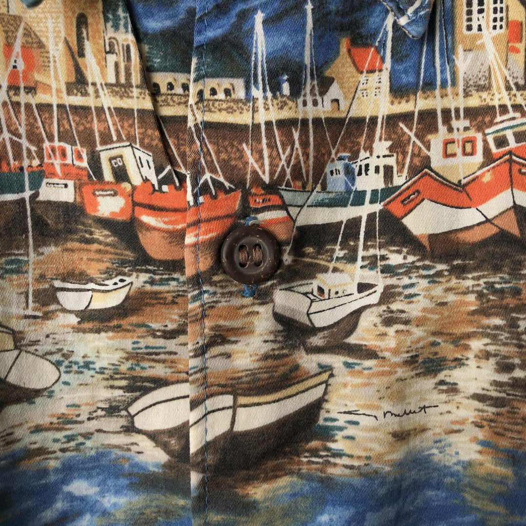 90'S Reyn Spooner GUY BUFFET all-over print Hawaiian aloha shirt made in Hawaii men's XL box shirt vintage cotton blue type Vintage Second Hand