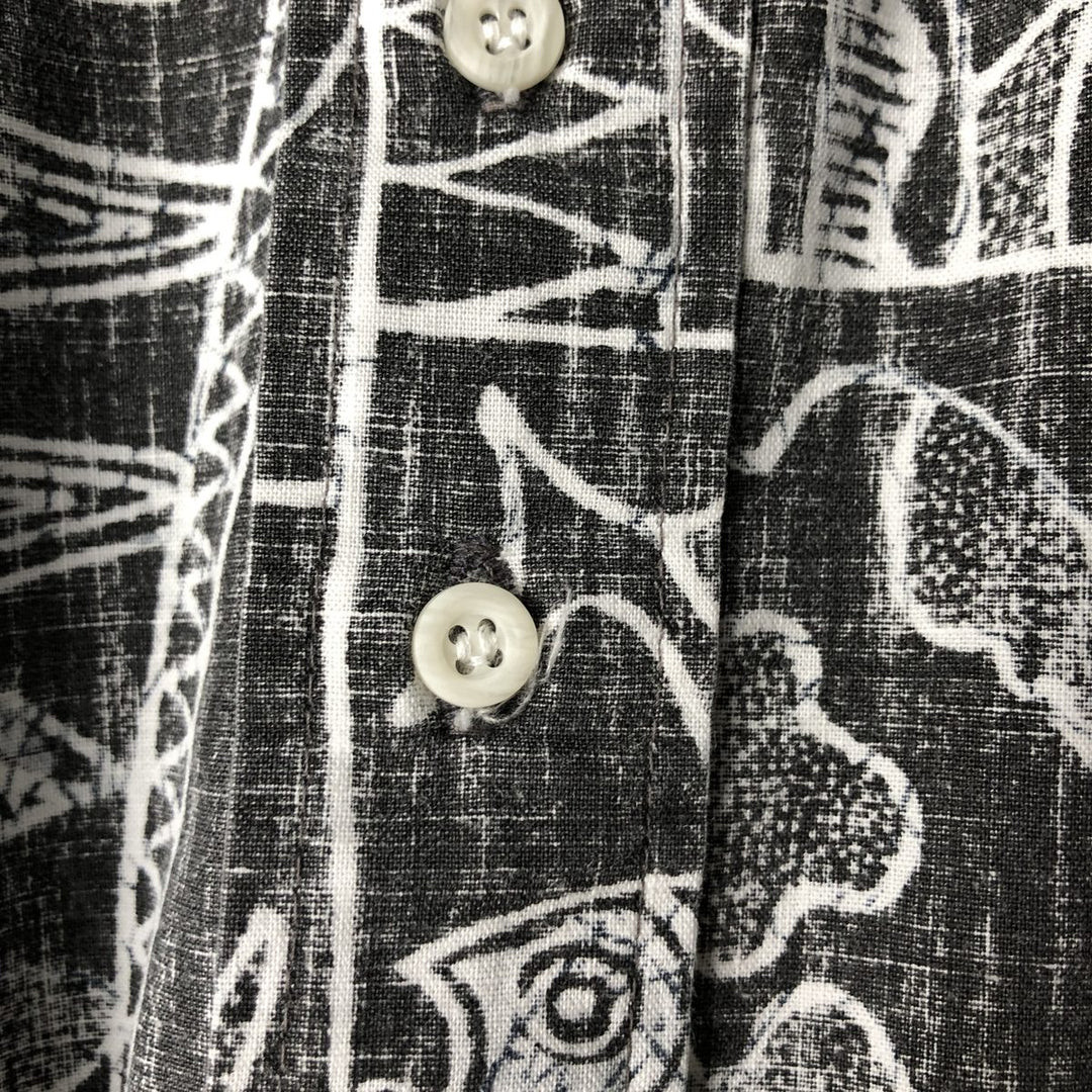 90'S Reyn Spooner Swimsuit Tag Bikini Tag All-over Print Pullover Button-down Aloha Shirt Made in Hawaii Box Shirt cotton black type Vintage Second Hand