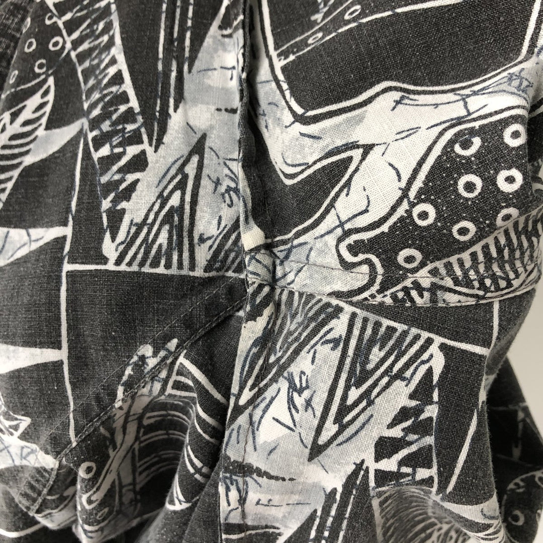 90'S Reyn Spooner Swimsuit Tag Bikini Tag All-over Print Pullover Button-down Aloha Shirt Made in Hawaii Box Shirt cotton black type Vintage Second Hand
