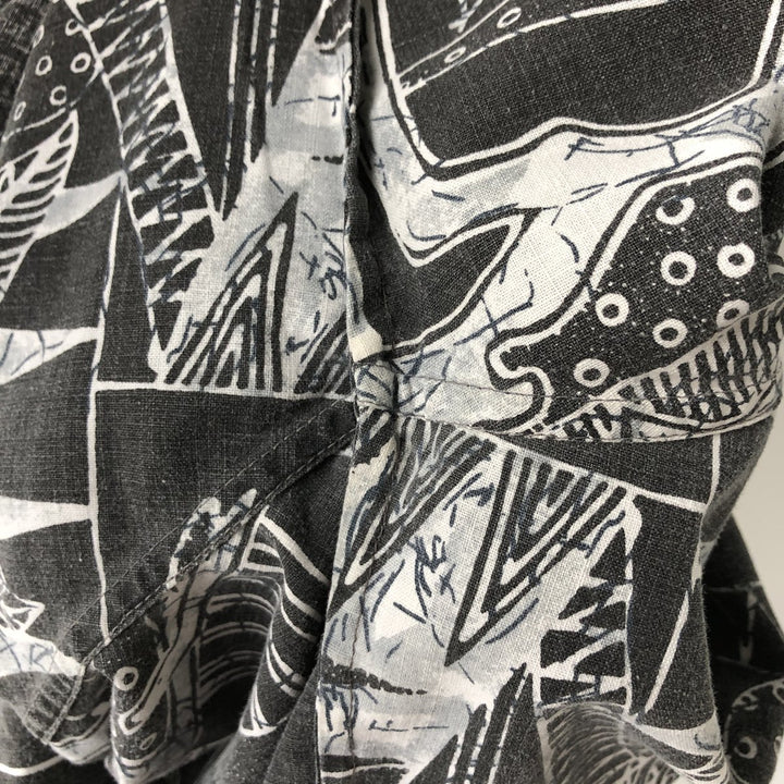 90'S Reyn Spooner Swimsuit Tag Bikini Tag All-over Print Pullover Button-down Aloha Shirt Made in Hawaii Box Shirt cotton black type Vintage Second Hand