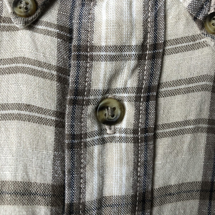 Dockers Check Pattern Short Sleeve Linen Shirt Men's XL linen Beige type Vintage Second Hand