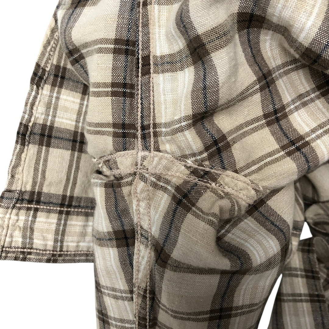 Dockers Check Pattern Short Sleeve Linen Shirt Men's XL linen Beige type Vintage Second Hand