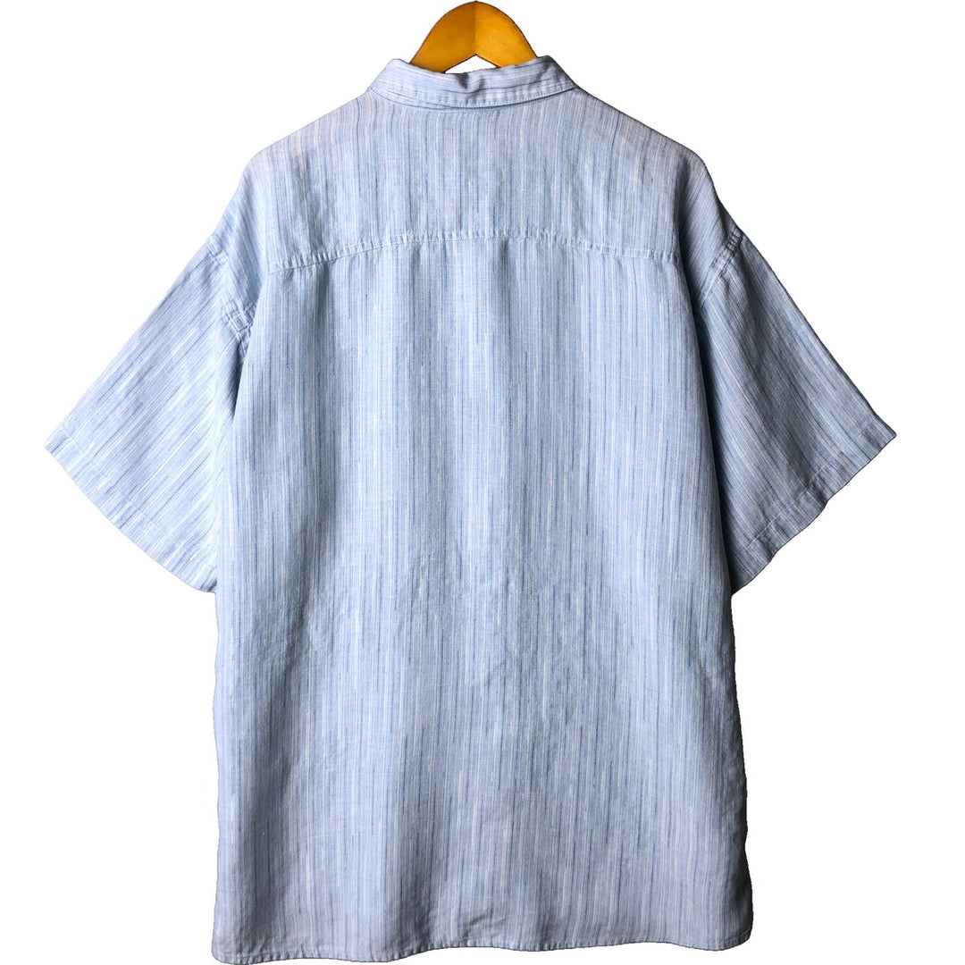 00'S Patagonia 53140S5 Multi-stripe short sleeve hemp shirt, men's XL size Hemp Blue type light blue Vintage Second Hand