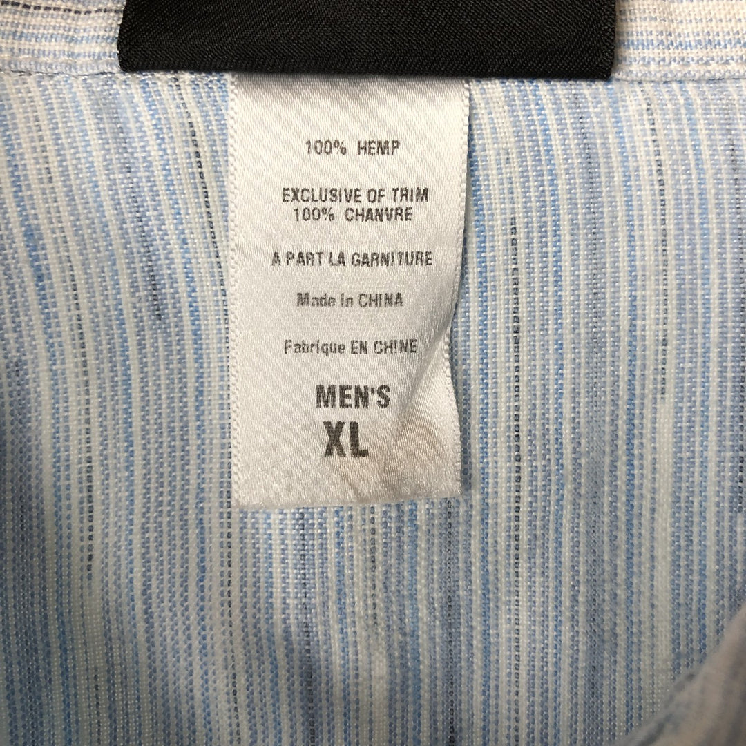 00'S Patagonia 53140S5 Multi-stripe short sleeve hemp shirt, men's XL size Hemp Blue type light blue Vintage Second Hand