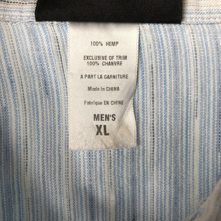 00'S Patagonia 53140S5 Multi-stripe short sleeve hemp shirt, men's XL size Hemp Blue type light blue Vintage Second Hand