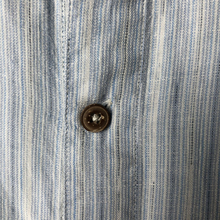 00'S Patagonia 53140S5 Multi-stripe short sleeve hemp shirt, men's XL size Hemp Blue type light blue Vintage Second Hand