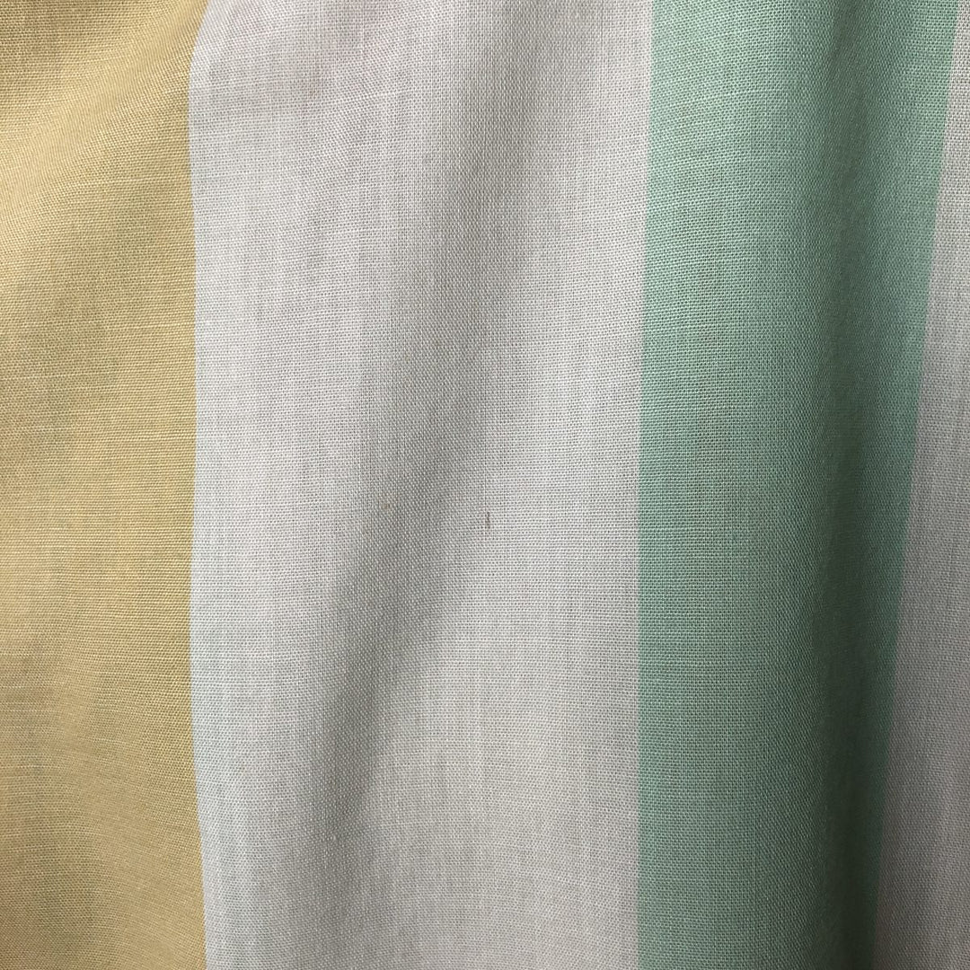 70'S Sears Stripe Pattern Short Sleeve Open Collar Shirt Box Shirt Men's Medium Size Vintage unclear yellow type Vintage Second Hand