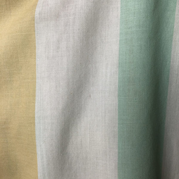 70'S Sears Stripe Pattern Short Sleeve Open Collar Shirt Box Shirt Men's Medium Size Vintage unclear yellow type Vintage Second Hand