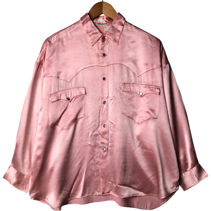 ET VOUS...ET VOUS Long Sleeve Western Shirt, Made in France, Women's Size XL acetate pink type Vintage Second Hand