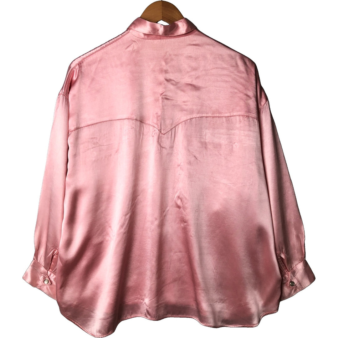 ET VOUS...ET VOUS Long Sleeve Western Shirt, Made in France, Women's Size XL acetate pink type Vintage Second Hand