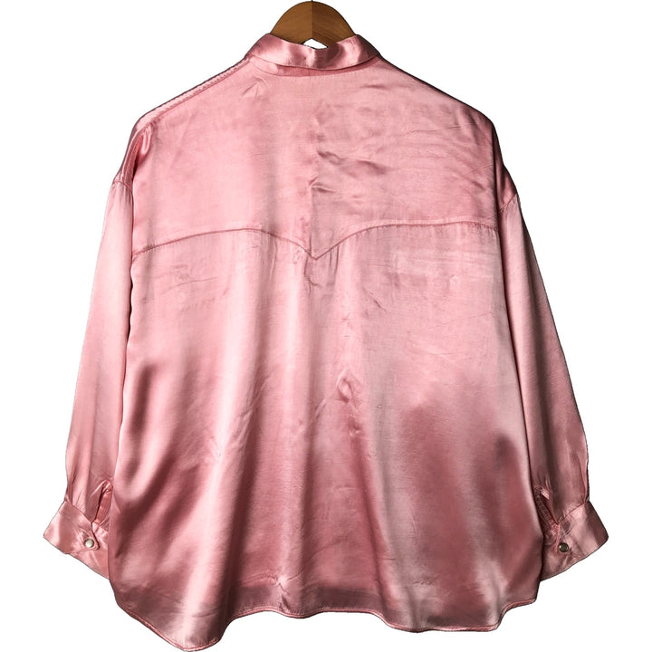ET VOUS...ET VOUS Long Sleeve Western Shirt, Made in France, Women's Size XL acetate pink type Vintage Second Hand
