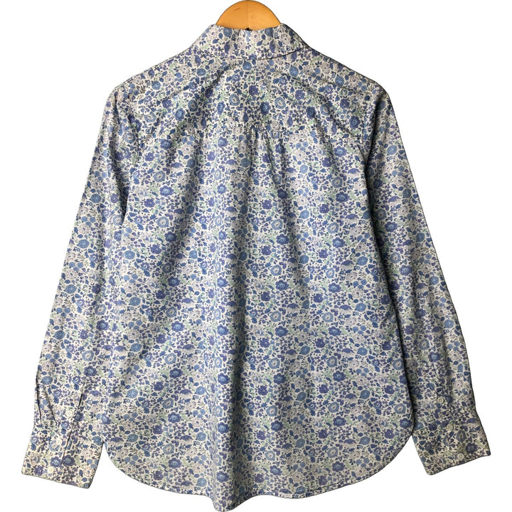 LORD and TAYLOR LIBERTY ART FABRICS All-Over Botanical Pattern Long Sleeve Cotton Shirt, Women's Size L cotton white type Vintage Second Hand
