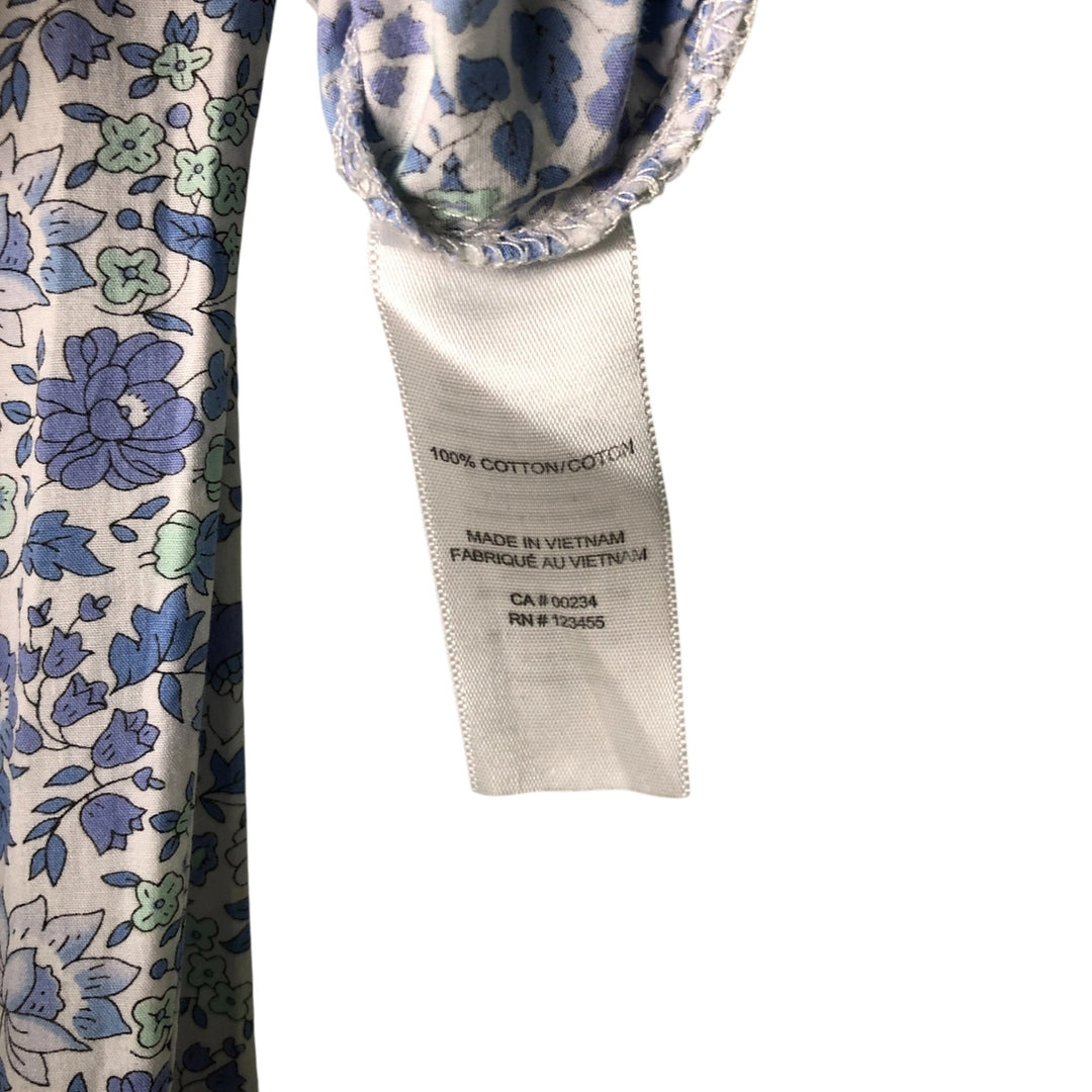 LORD and TAYLOR LIBERTY ART FABRICS All-Over Botanical Pattern Long Sleeve Cotton Shirt, Women's Size L cotton white type Vintage Second Hand
