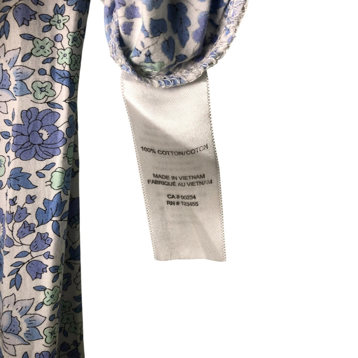 LORD and TAYLOR LIBERTY ART FABRICS All-Over Botanical Pattern Long Sleeve Cotton Shirt, Women's Size L cotton white type Vintage Second Hand