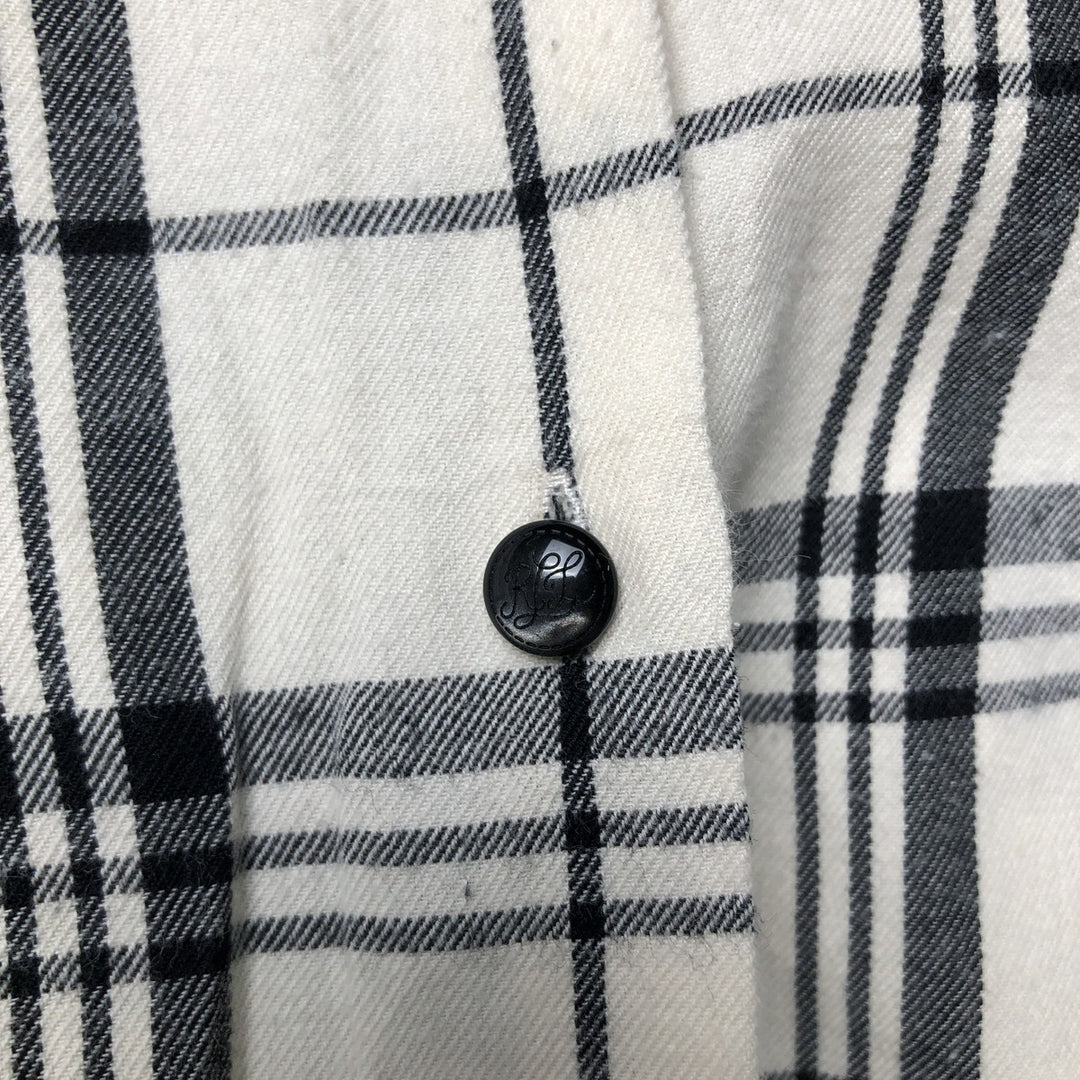 Ralph Lauren Lauren Lauren Check Pattern Ruffle Collar Long Sleeve Ruffle Blouse Women's XL cotton ivory Vintage Second Hand