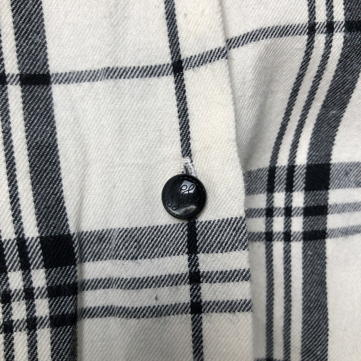 Ralph Lauren Lauren Lauren Check Pattern Ruffle Collar Long Sleeve Ruffle Blouse Women's XL cotton ivory Vintage Second Hand