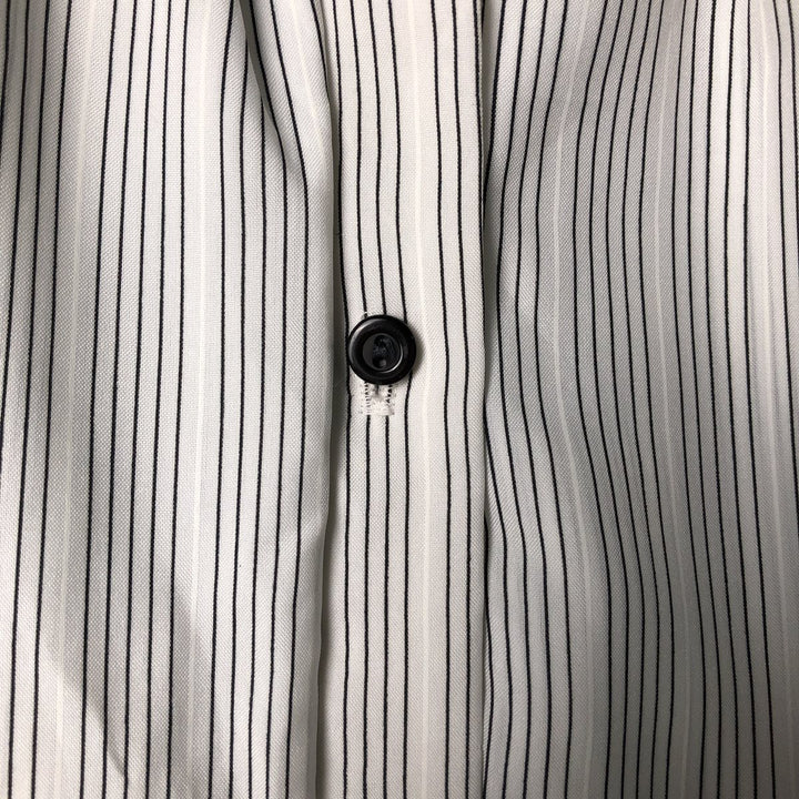 CALIFORNIA Stripe Pattern Stand Collar Yoke Long Sleeve Ruffle Blouse Women's Size Medium unclear gray type Vintage Second Hand