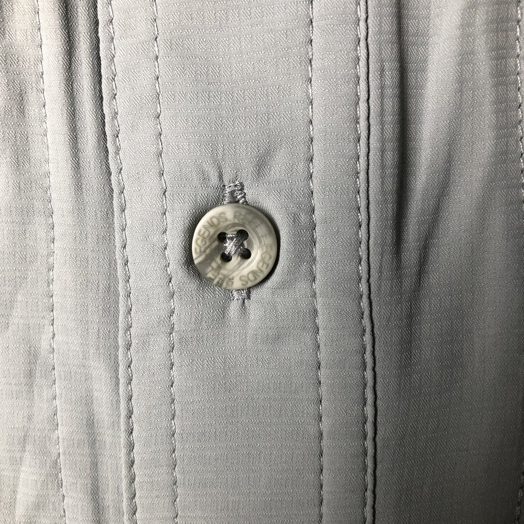 REEL LEGENDS SALTWATER Hidden Button Down Short Sleeve Fishing Shirt Men's L Size polyester gray type Vintage Second Hand