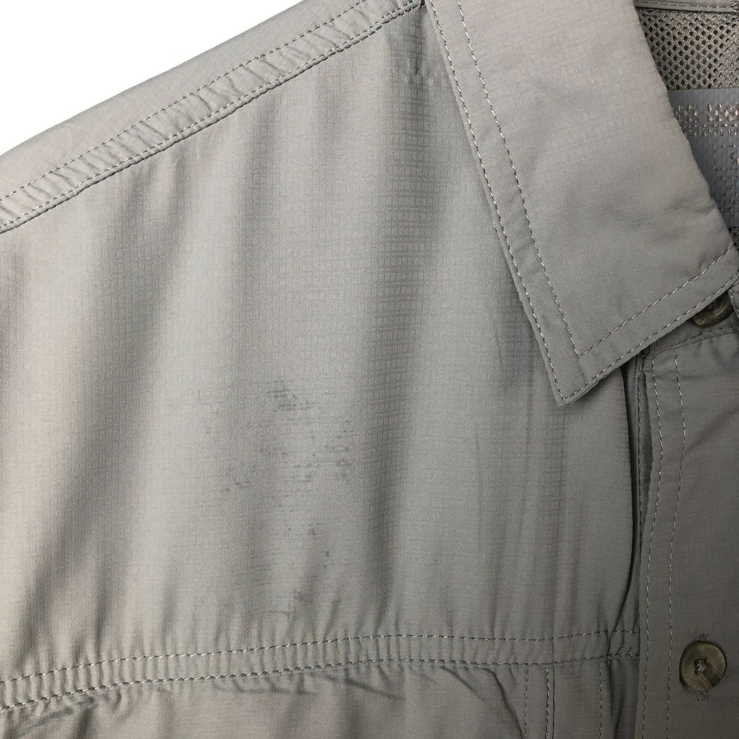 REEL LEGENDS SALTWATER Hidden Button Down Short Sleeve Fishing Shirt Men's L Size polyester gray type Vintage Second Hand