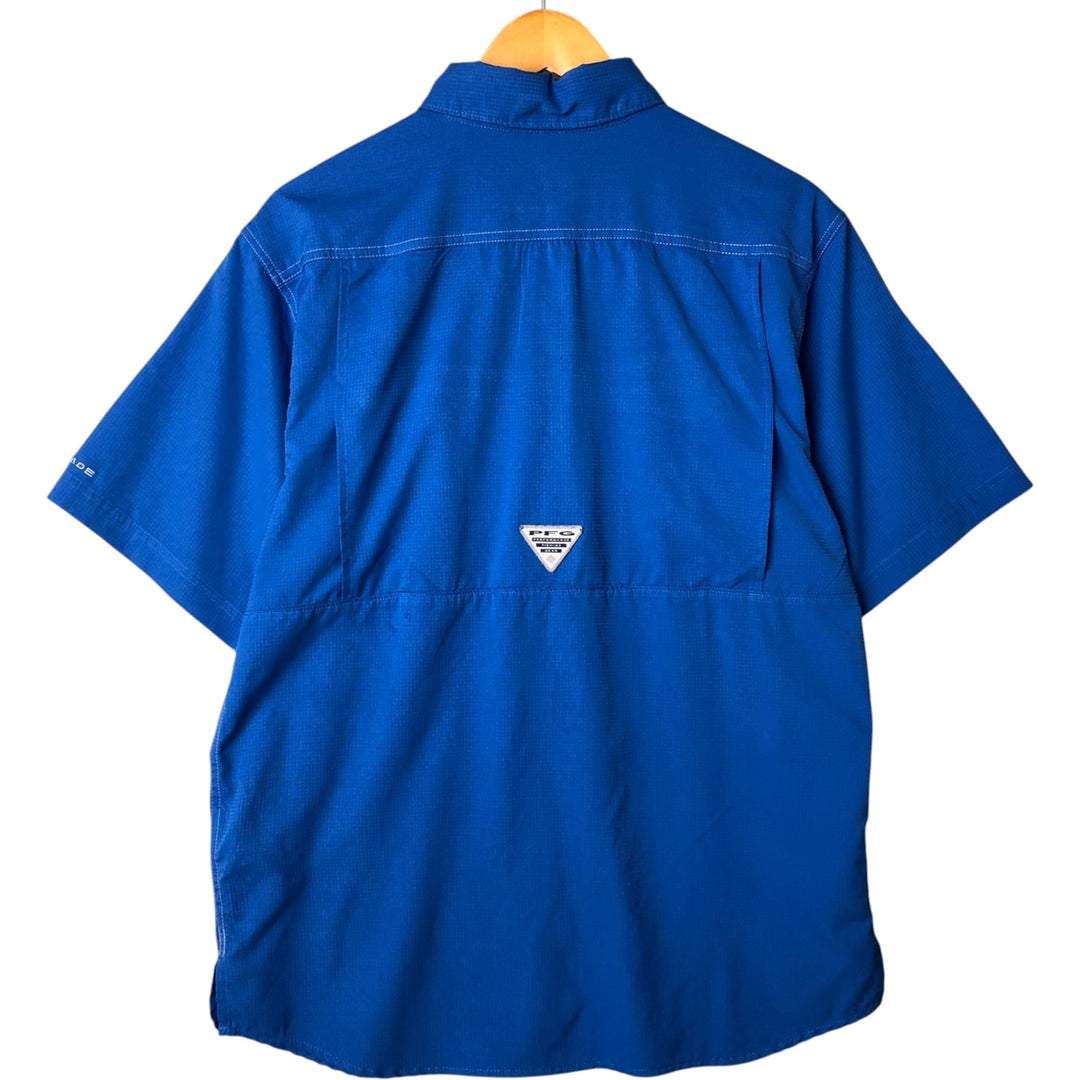 Columbia PFG OMNI-SHADE Hidden Button Down Short Sleeve Fishing Shirt, Men's Size S polyester blue type Vintage Second Hand