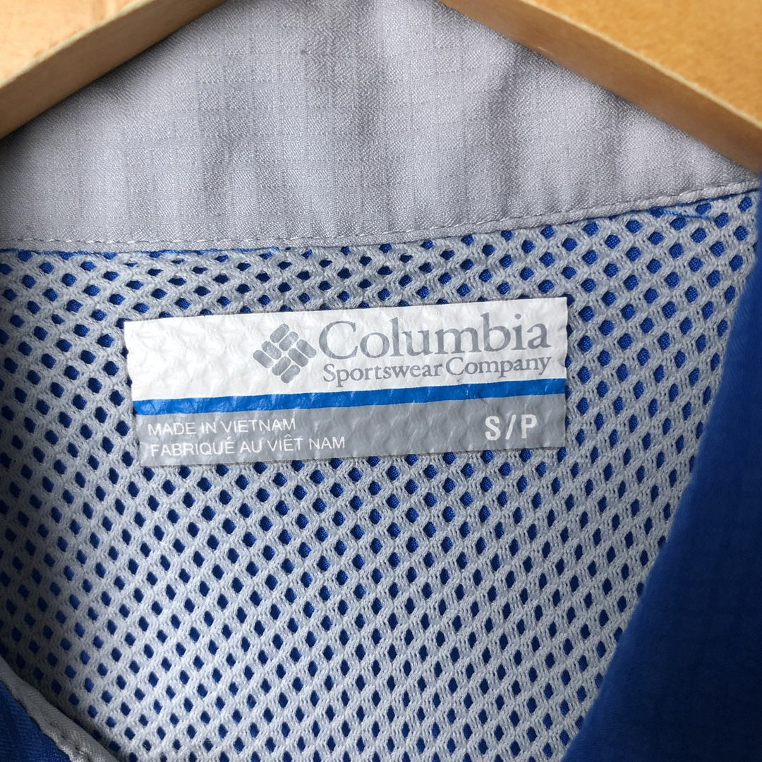 Columbia PFG OMNI-SHADE Hidden Button Down Short Sleeve Fishing Shirt, Men's Size S polyester blue type Vintage Second Hand