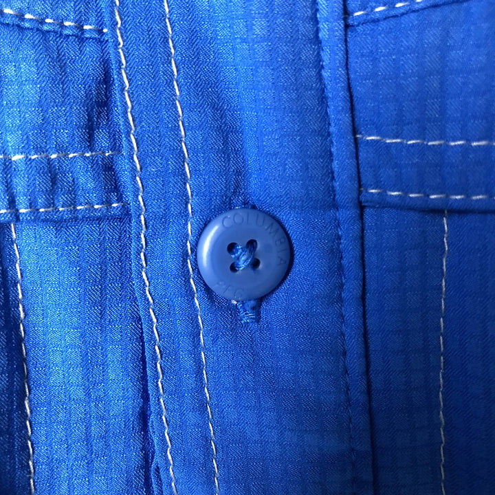 Columbia PFG OMNI-SHADE Hidden Button Down Short Sleeve Fishing Shirt, Men's Size S polyester blue type Vintage Second Hand