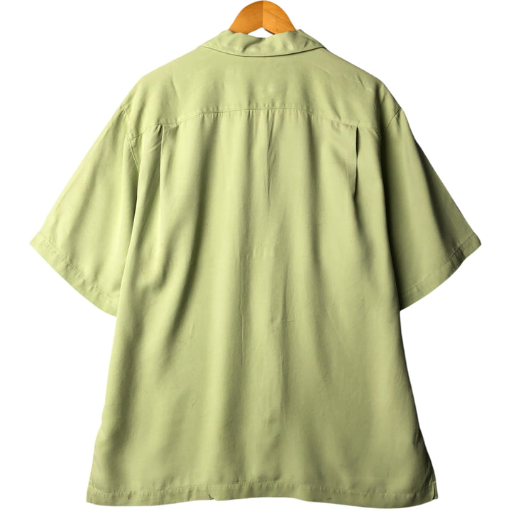 Vintage 90'S Tommy Bahama short-sleeved open-collar silk box shirt, size M, men's silk green type yellow green Vintage Second Hand