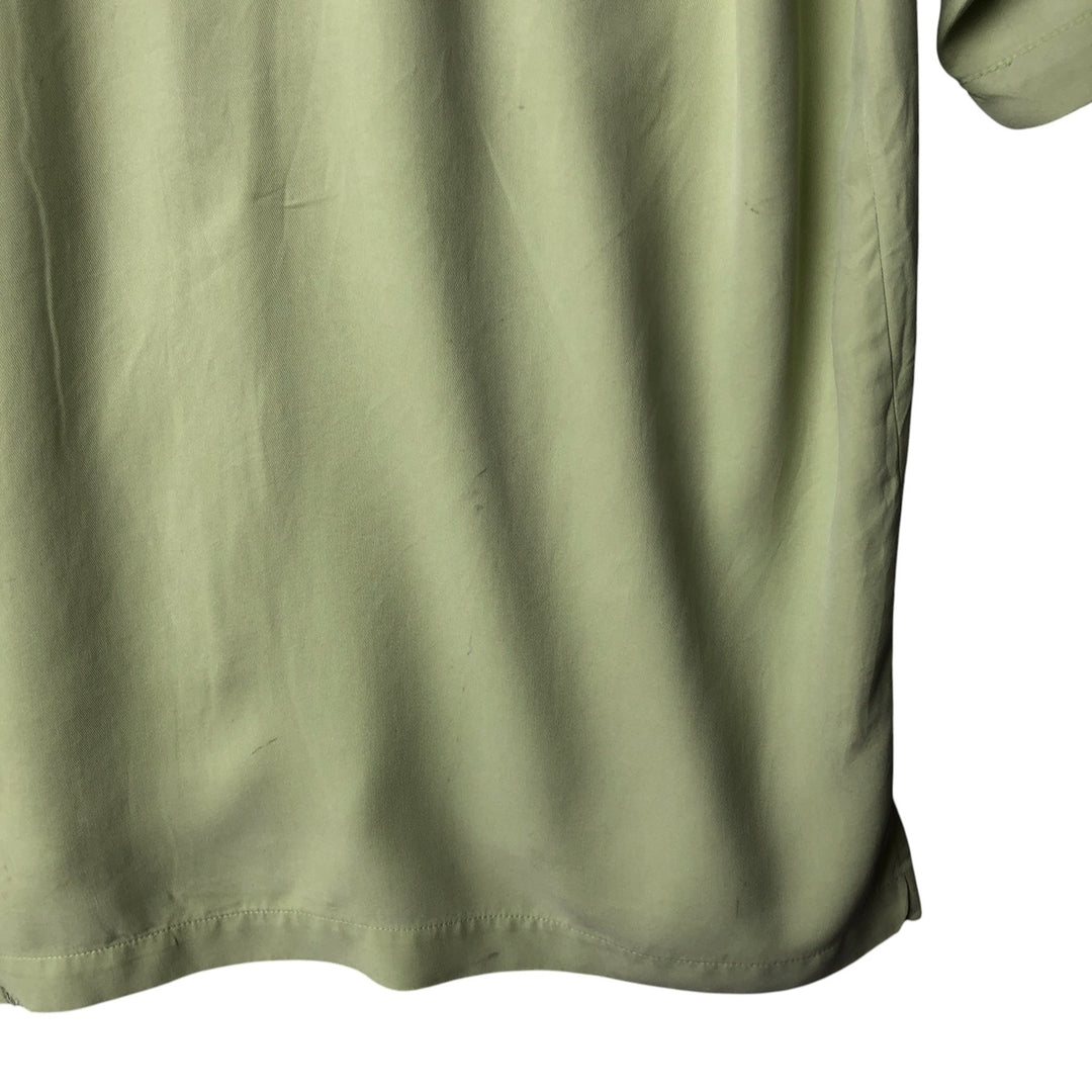Vintage 90'S Tommy Bahama short-sleeved open-collar silk box shirt, size M, men's silk green type yellow green Vintage Second Hand