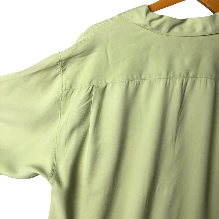 Vintage 90'S Tommy Bahama short-sleeved open-collar silk box shirt, size M, men's silk green type yellow green Vintage Second Hand