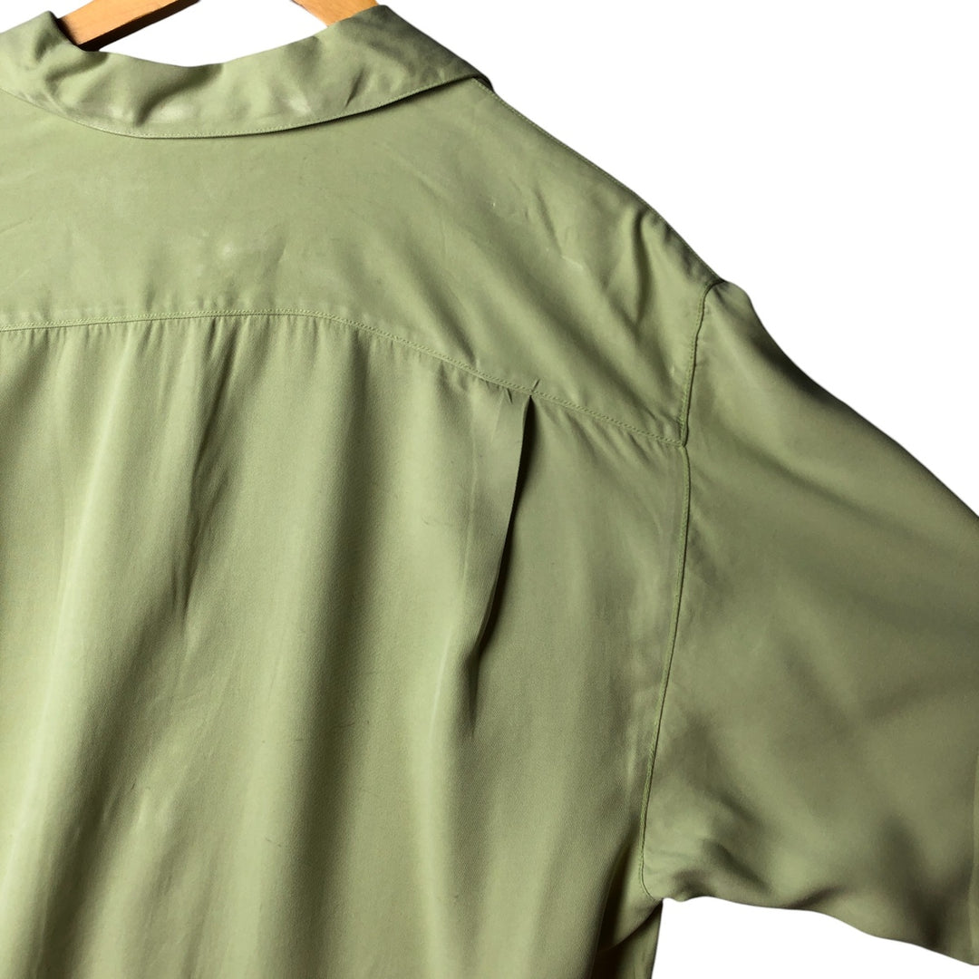 Vintage 90'S Tommy Bahama short-sleeved open-collar silk box shirt, size M, men's silk green type yellow green Vintage Second Hand