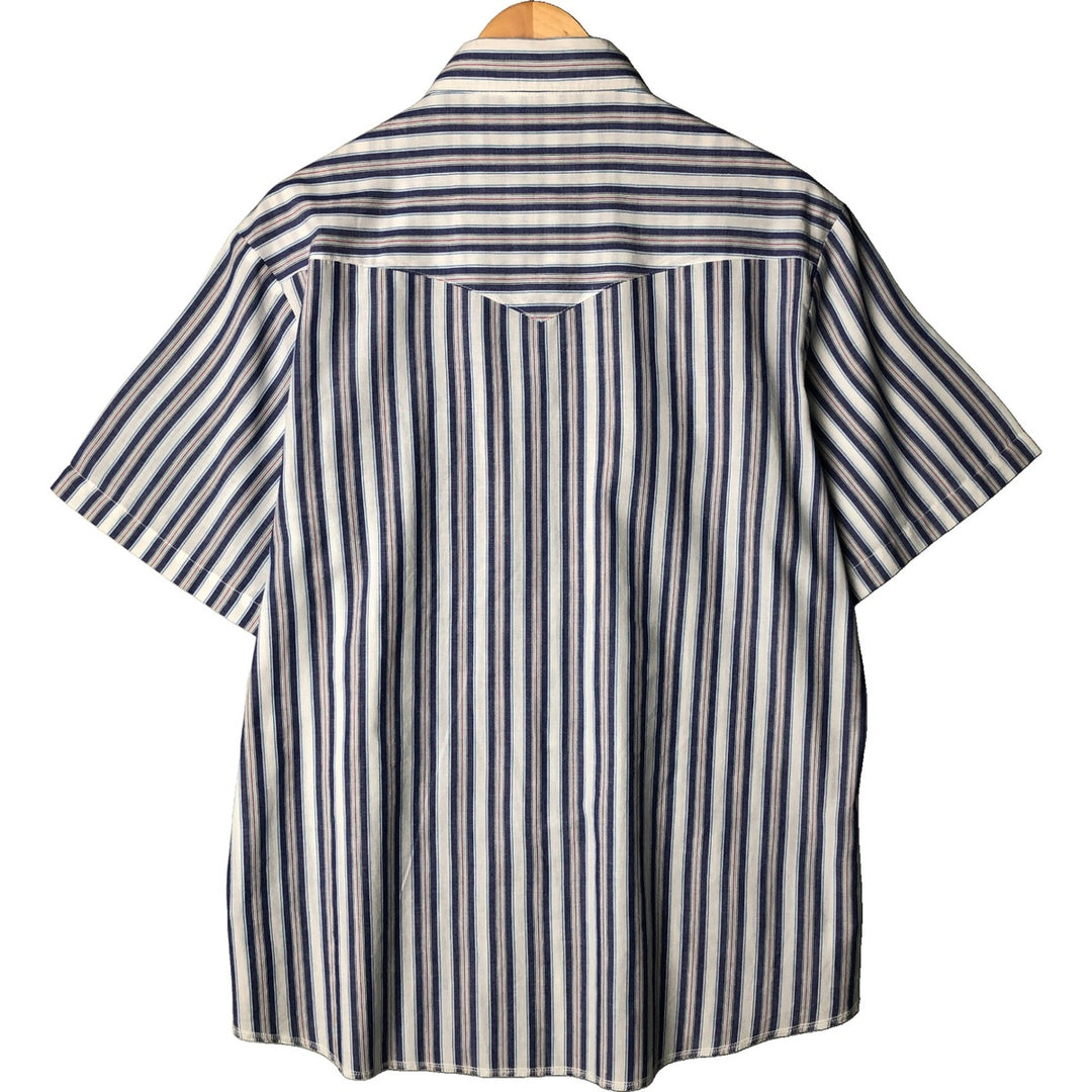 90'S Wrangler WESTERN SHIRTS Stripe Pattern Short Sleeve Western Shirt Men's L Size Vintage cotton white type Vintage Second Hand